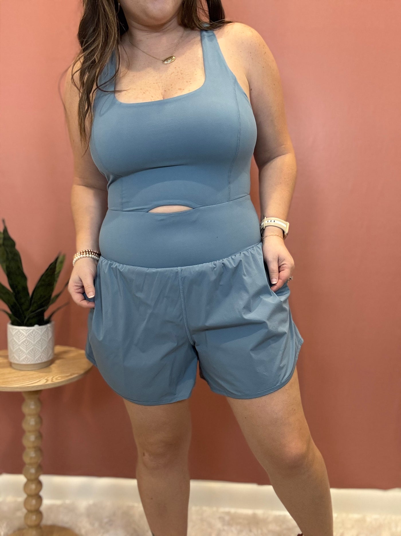 Athletic Romper | Dusty Blue