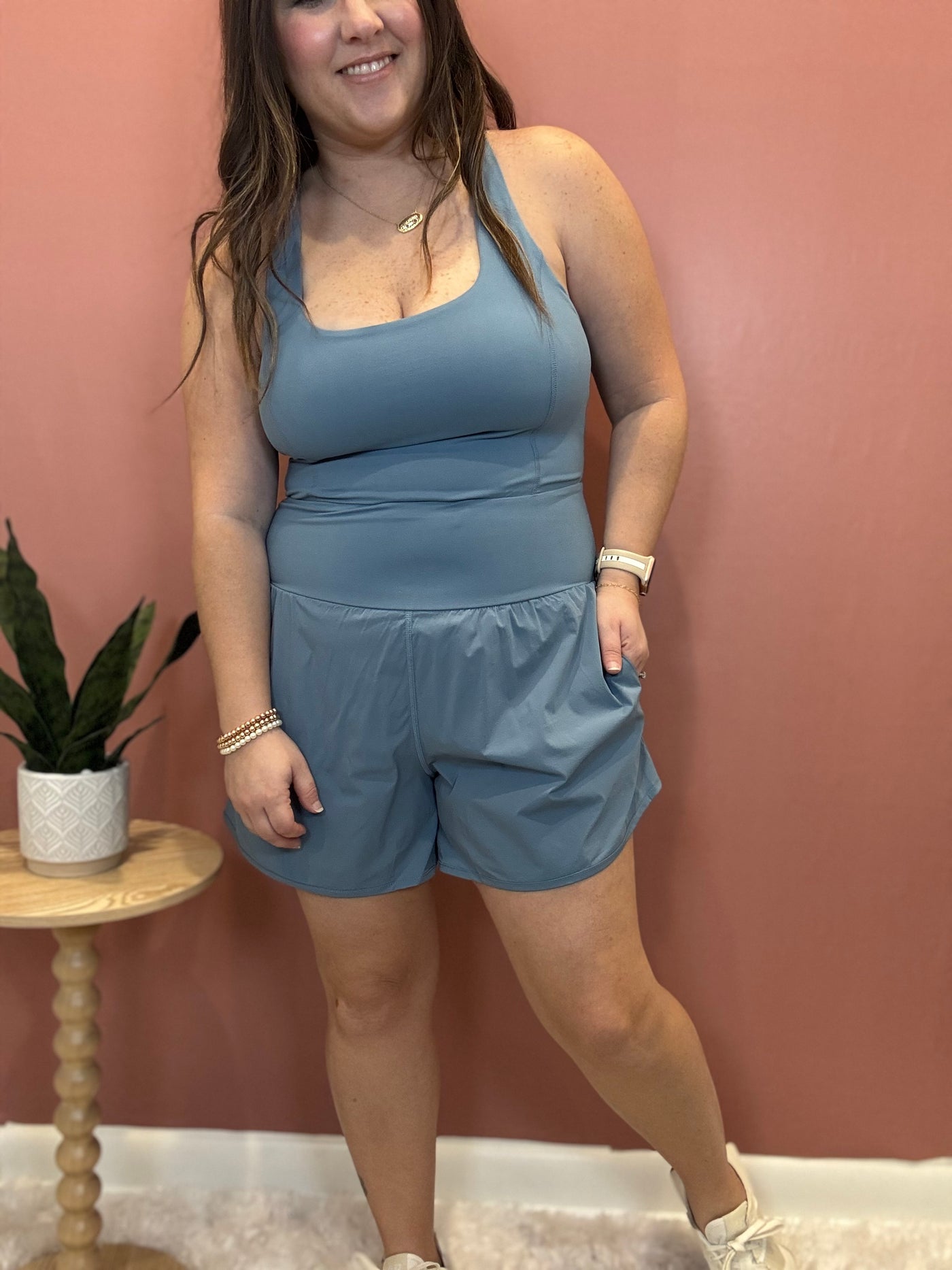 Athletic Romper | Dusty Blue