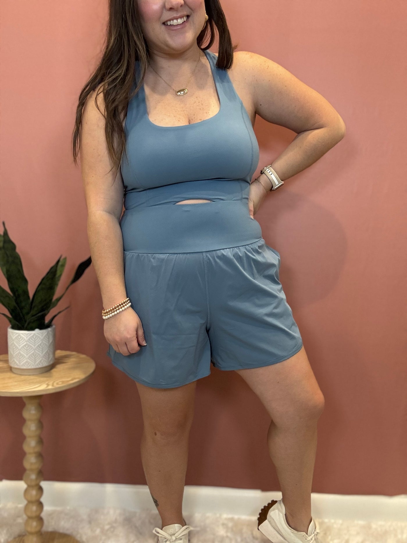 Athletic Romper | Dusty Blue