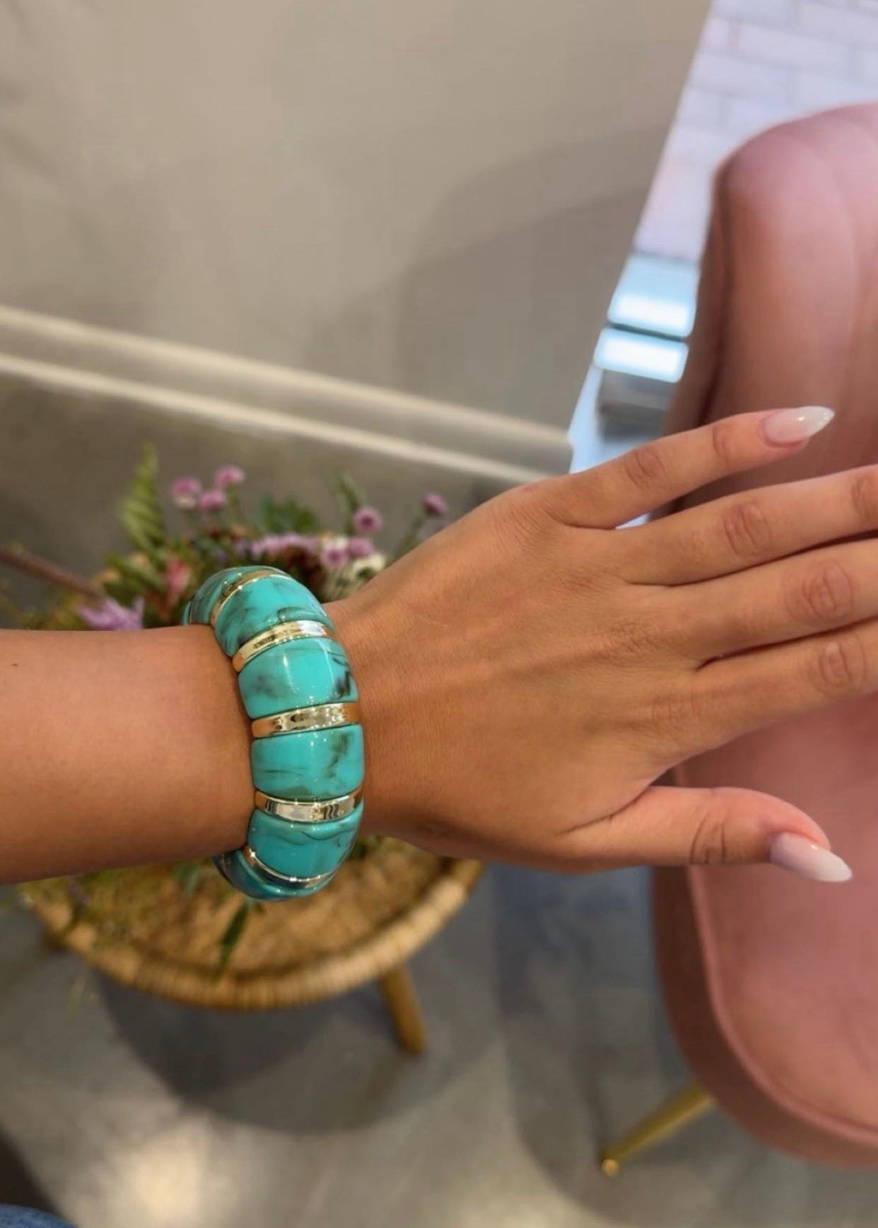Color-Block Acrylic Bracelet | Turquoise