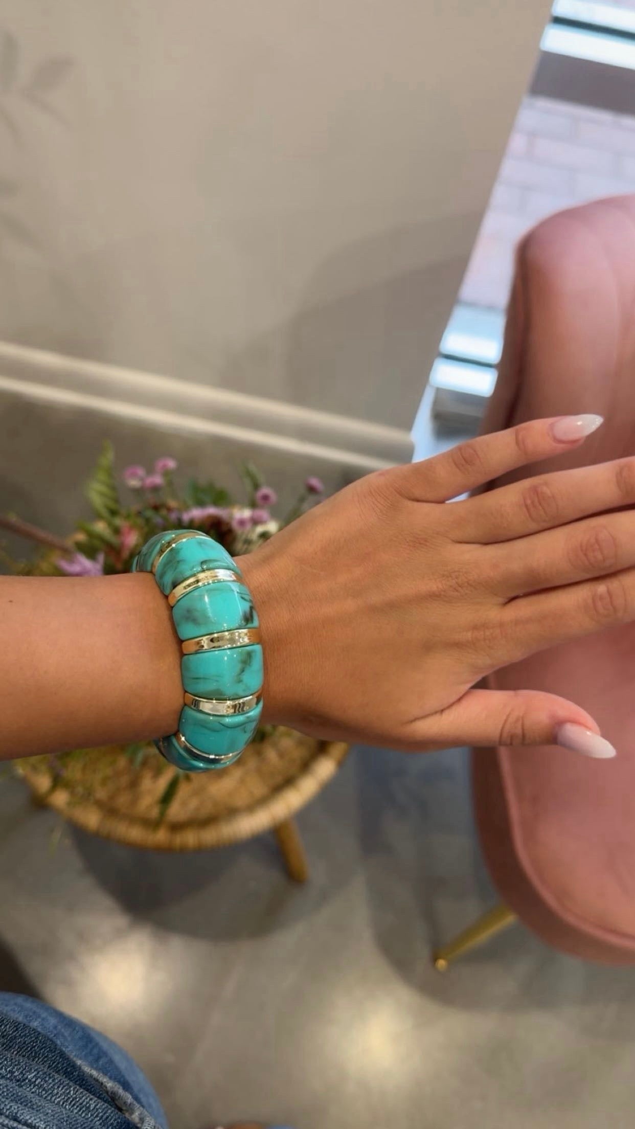 Color-Block Acrylic Bracelet | Turquoise