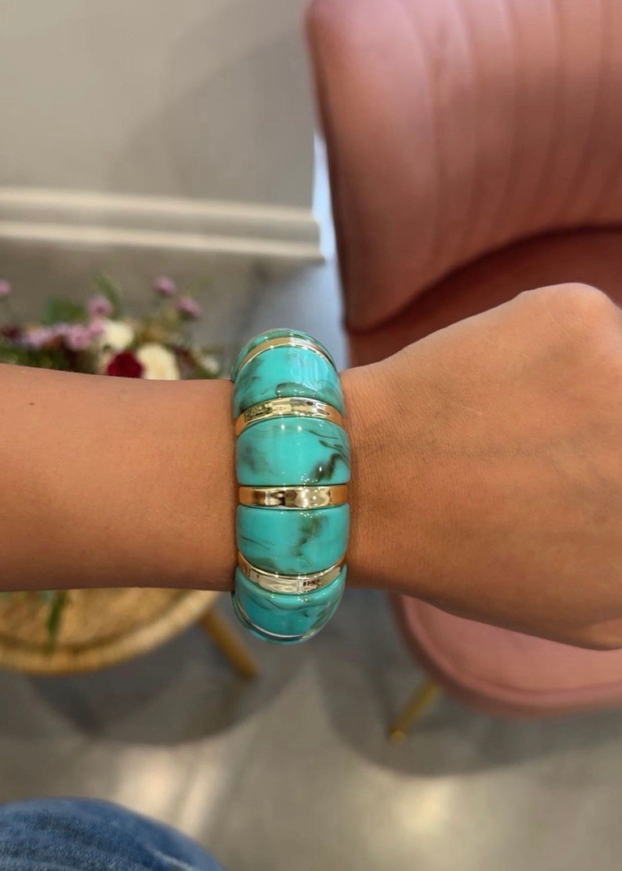 Color-Block Acrylic Bracelet | Turquoise