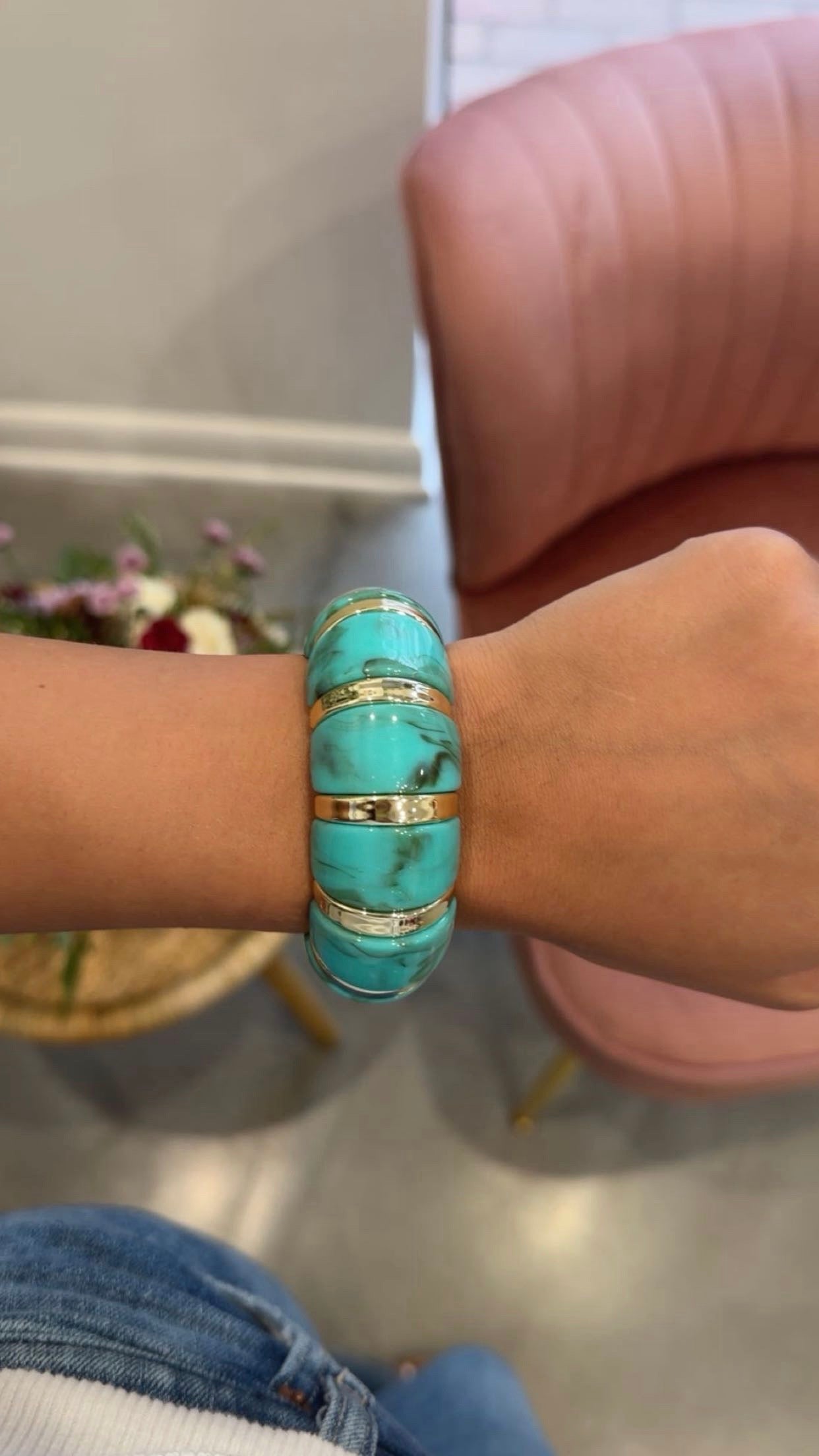 Color-Block Acrylic Bracelet | Turquoise