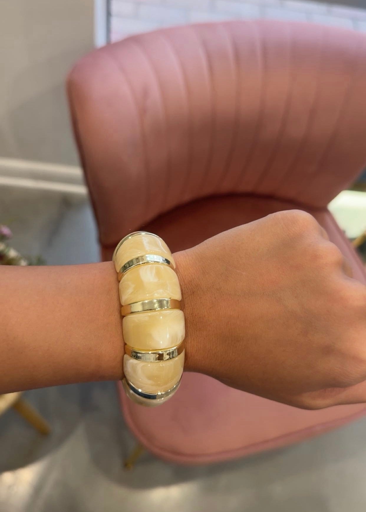 Color-Block Acrylic Bracelet | Cream