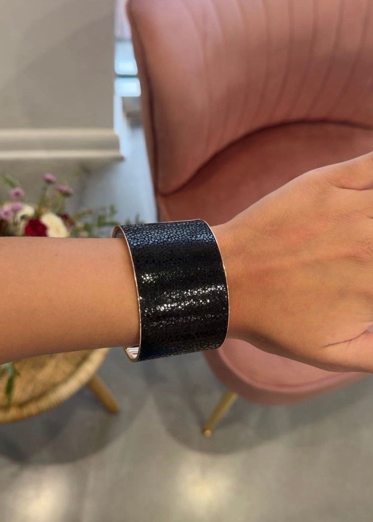 Faux Leather Cuff Bracelet | Black