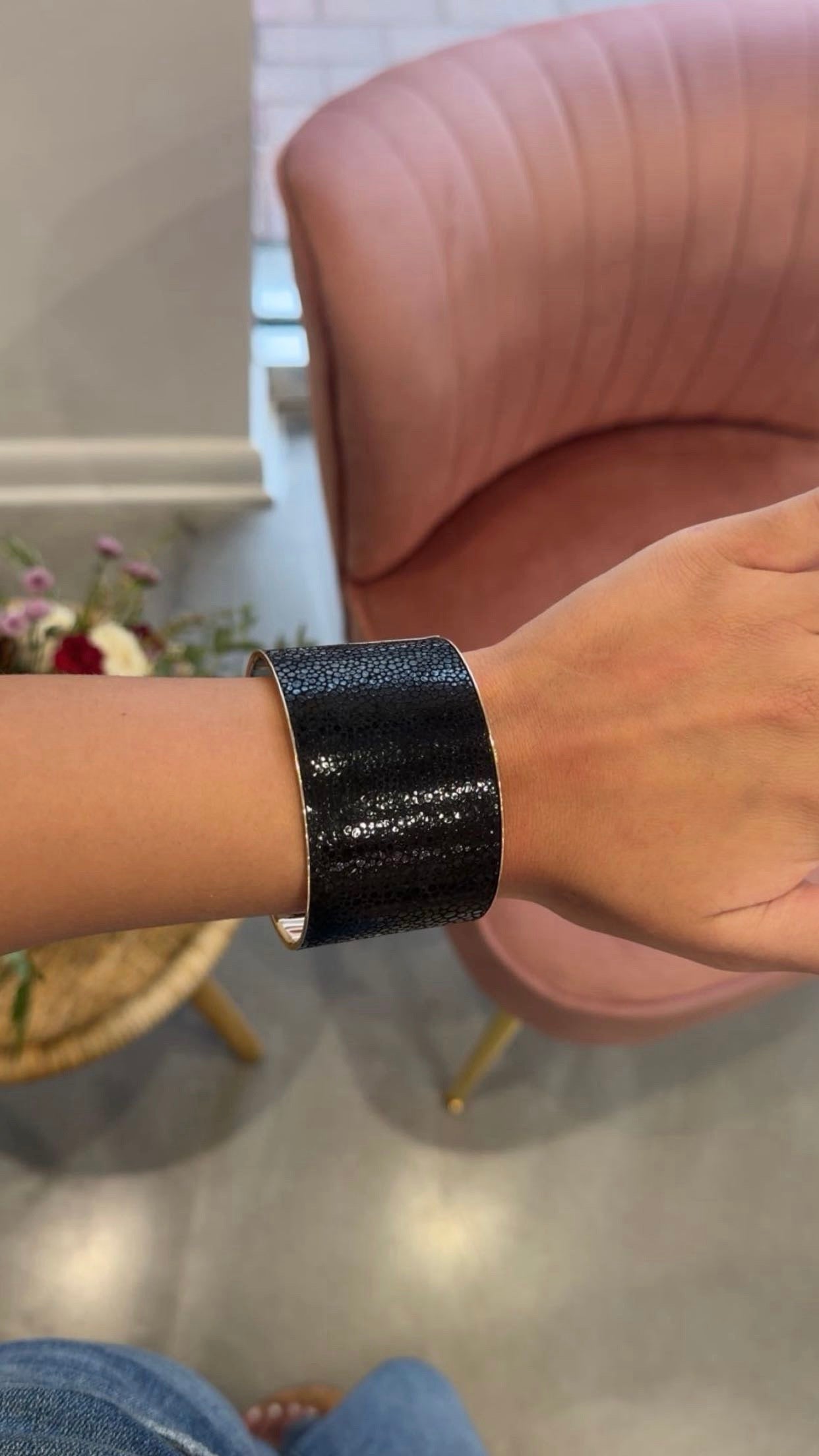Faux Leather Cuff Bracelet | Black
