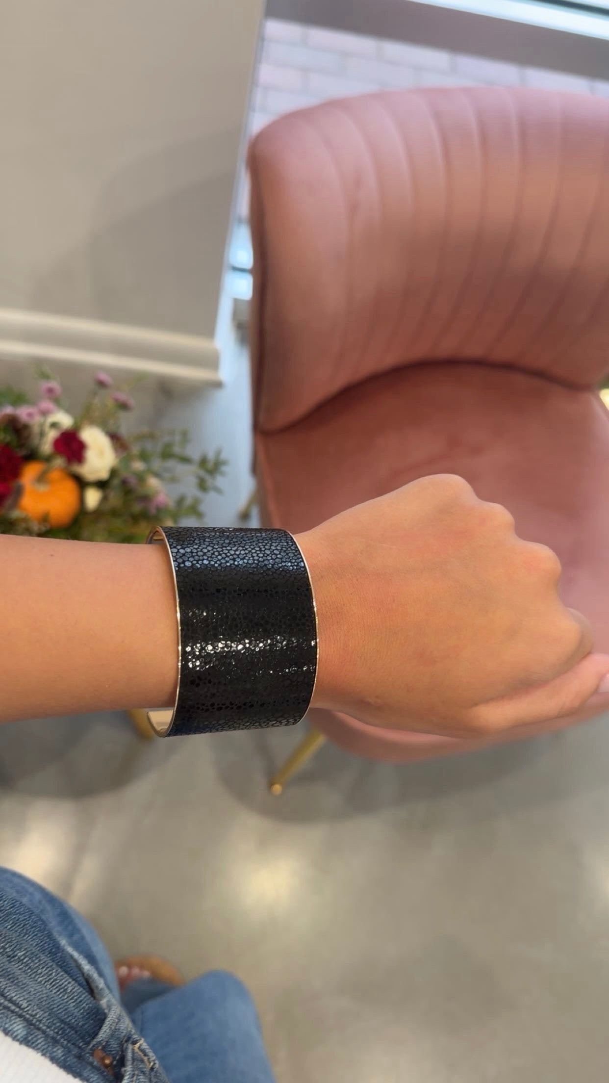 Faux Leather Cuff Bracelet | Black