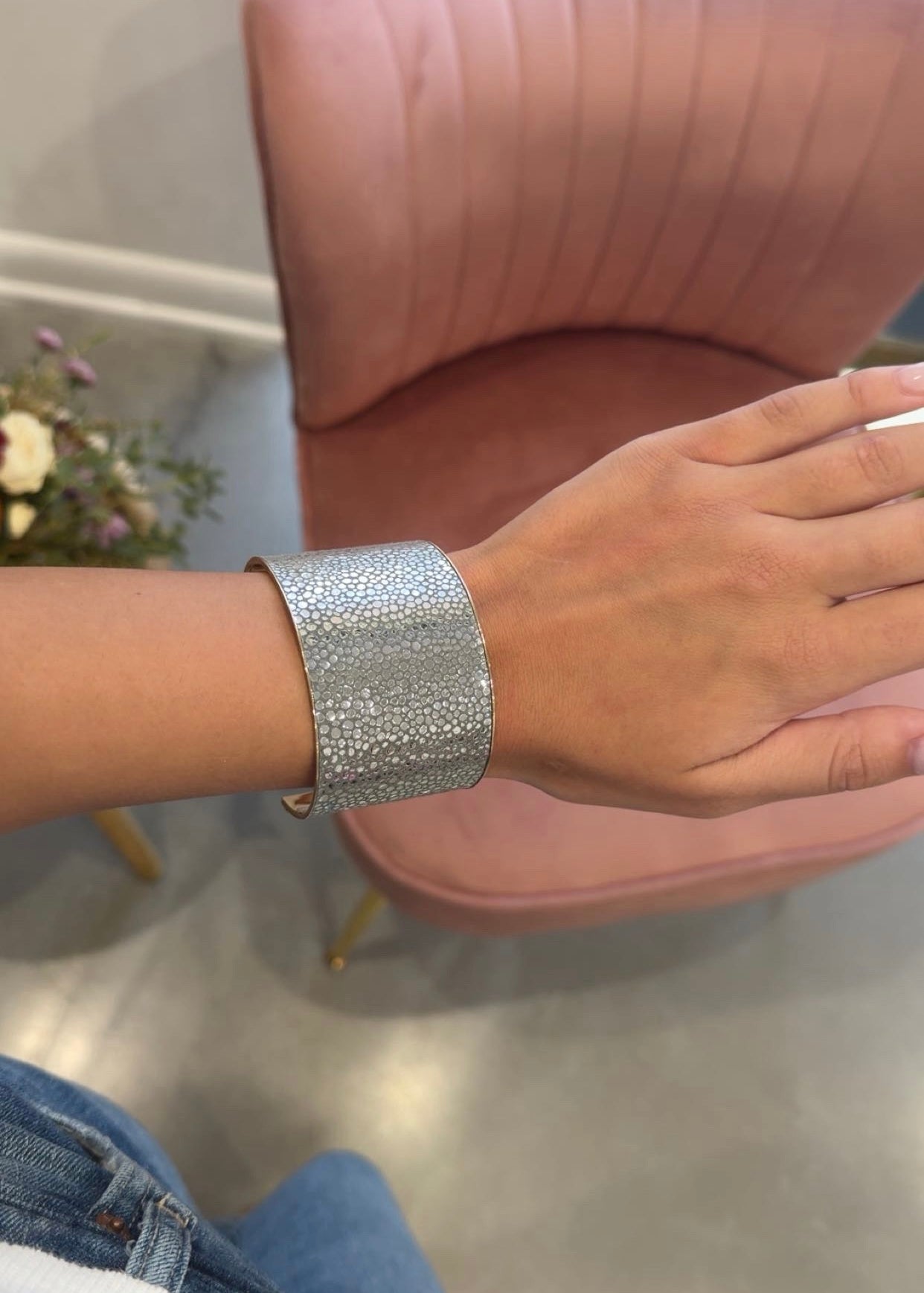 Faux Leather Cuff Bracelet | Silver