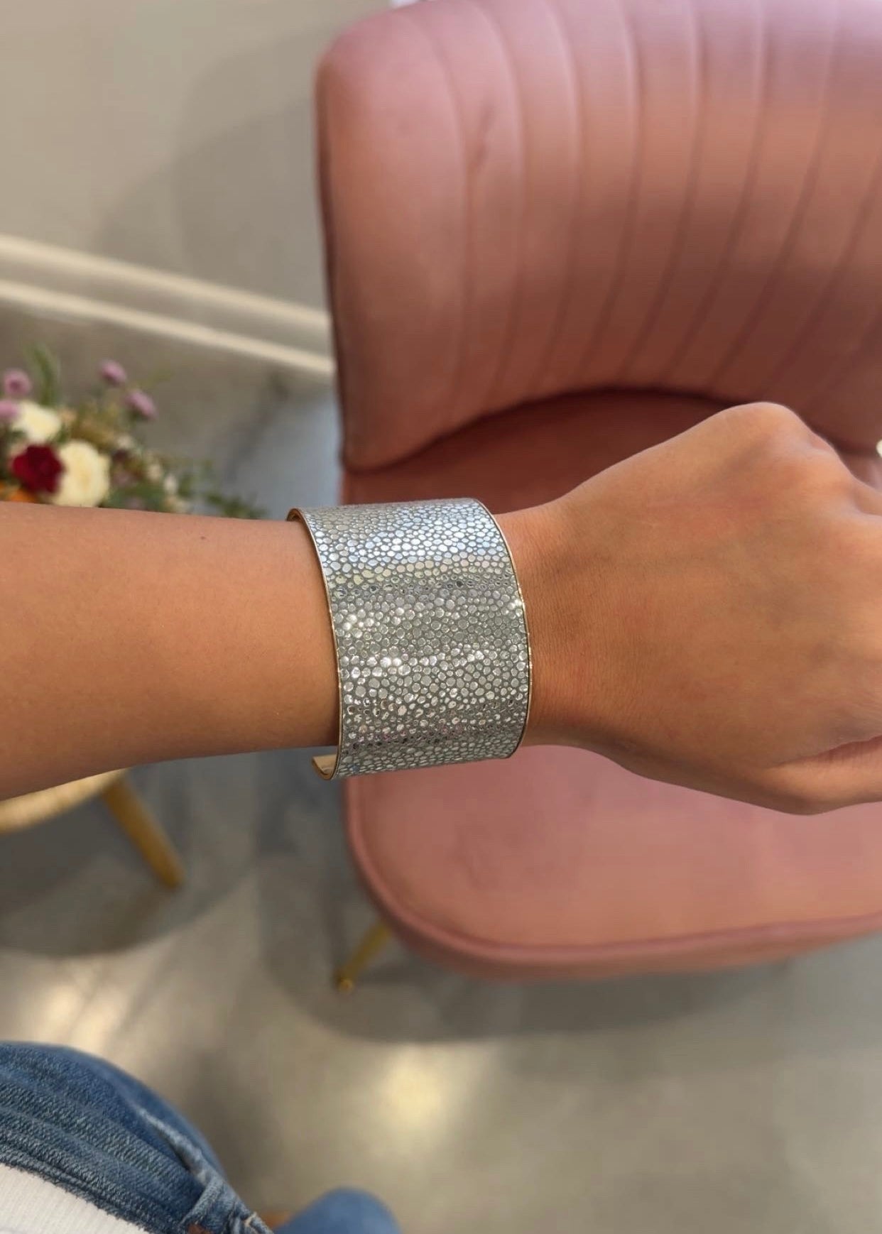Faux Leather Cuff Bracelet | Silver