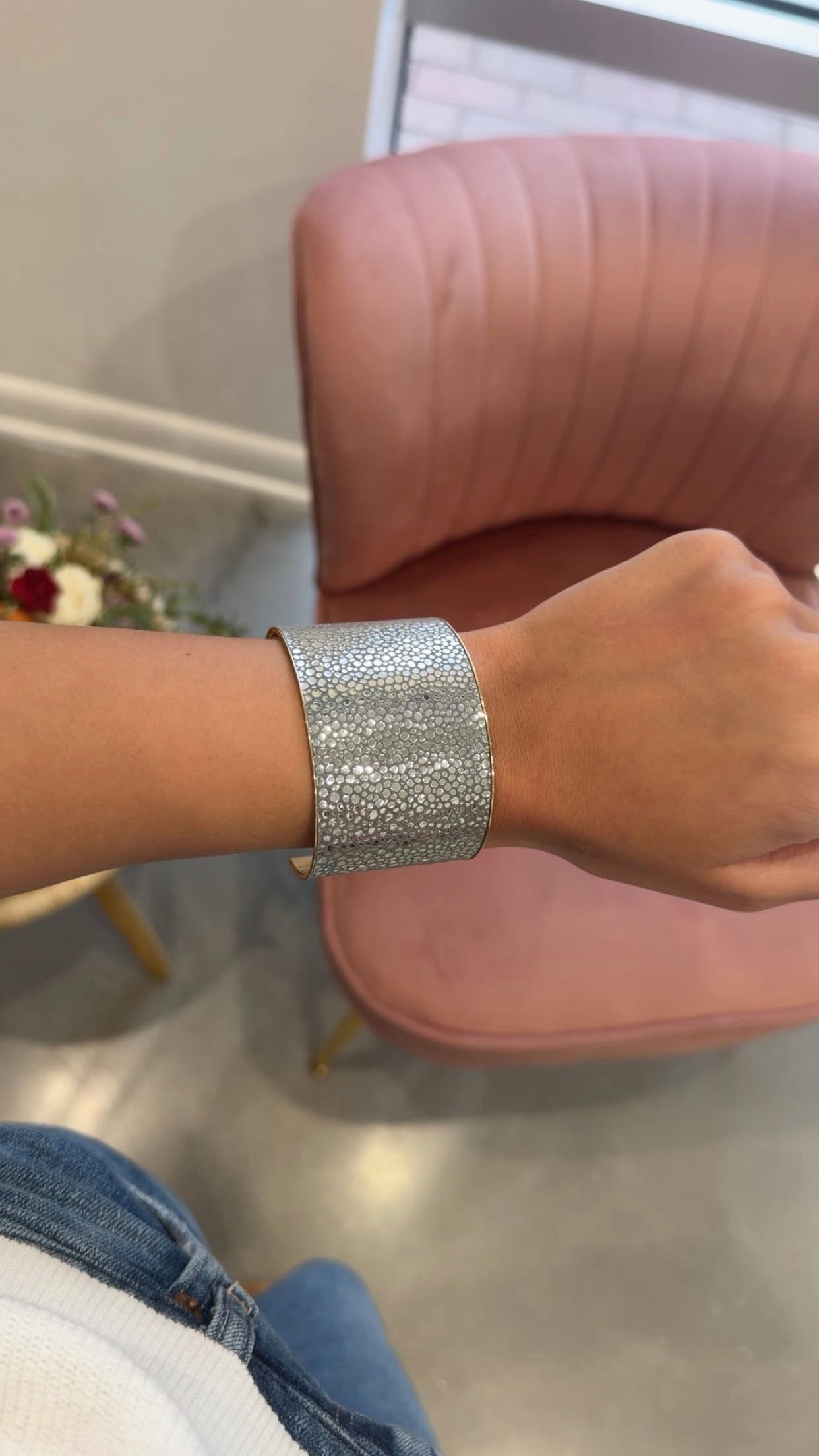 Faux Leather Cuff Bracelet | Silver