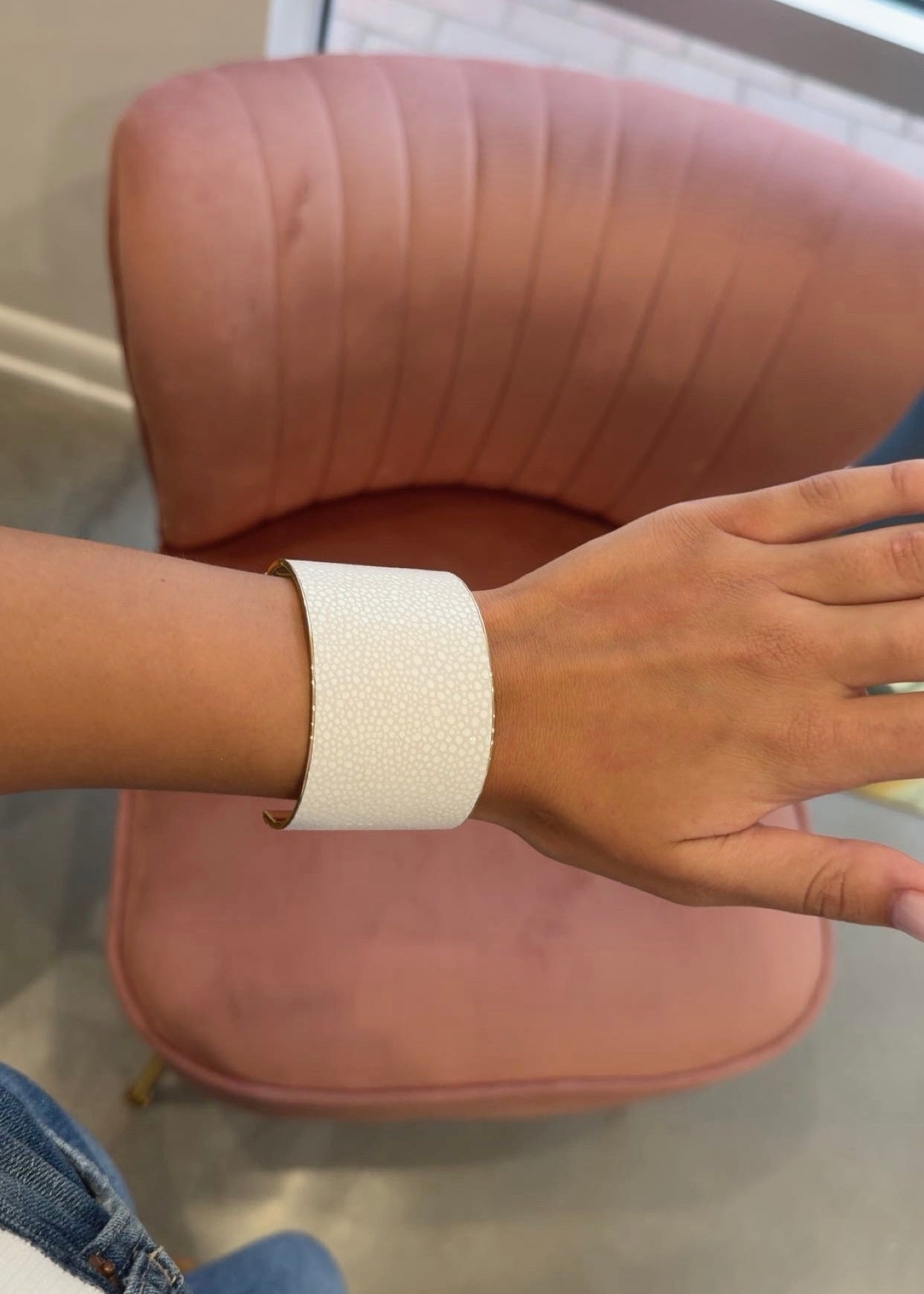 Faux Leather Cuff Bracelet | White