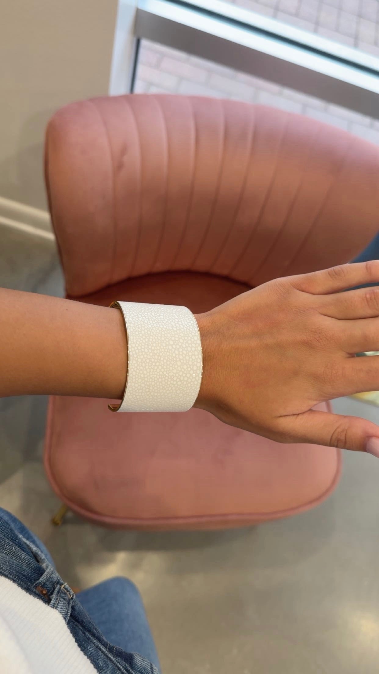 Faux Leather Cuff Bracelet | White