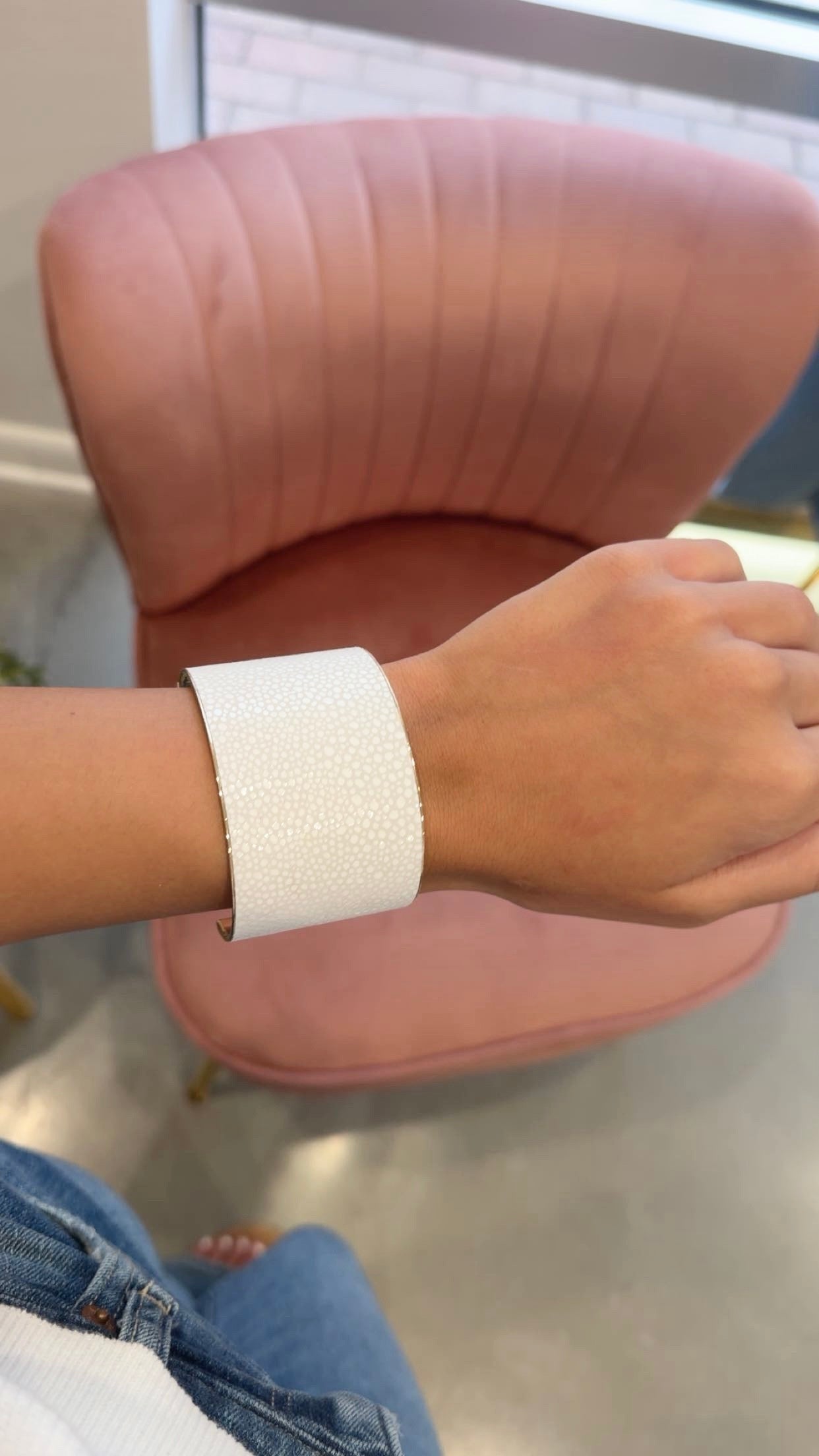 Faux Leather Cuff Bracelet | White