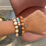 Wood & Bead Stretch Bracelet Set (Blue)