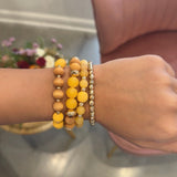 Wood & Bead Stretch Bracelet Set Mustard
