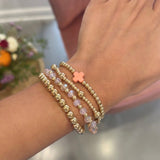 Cross Beaded Bracelet Set | Pink