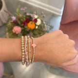 Cross Beaded Bracelet Set | Pink
