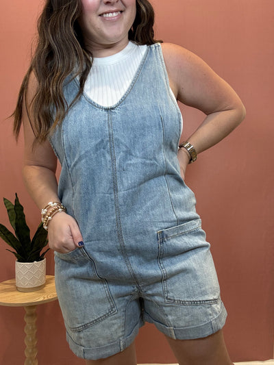 Denim Short Overalls
