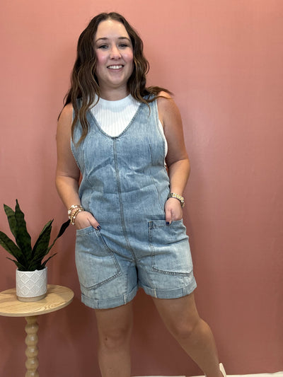 Denim Short Overalls