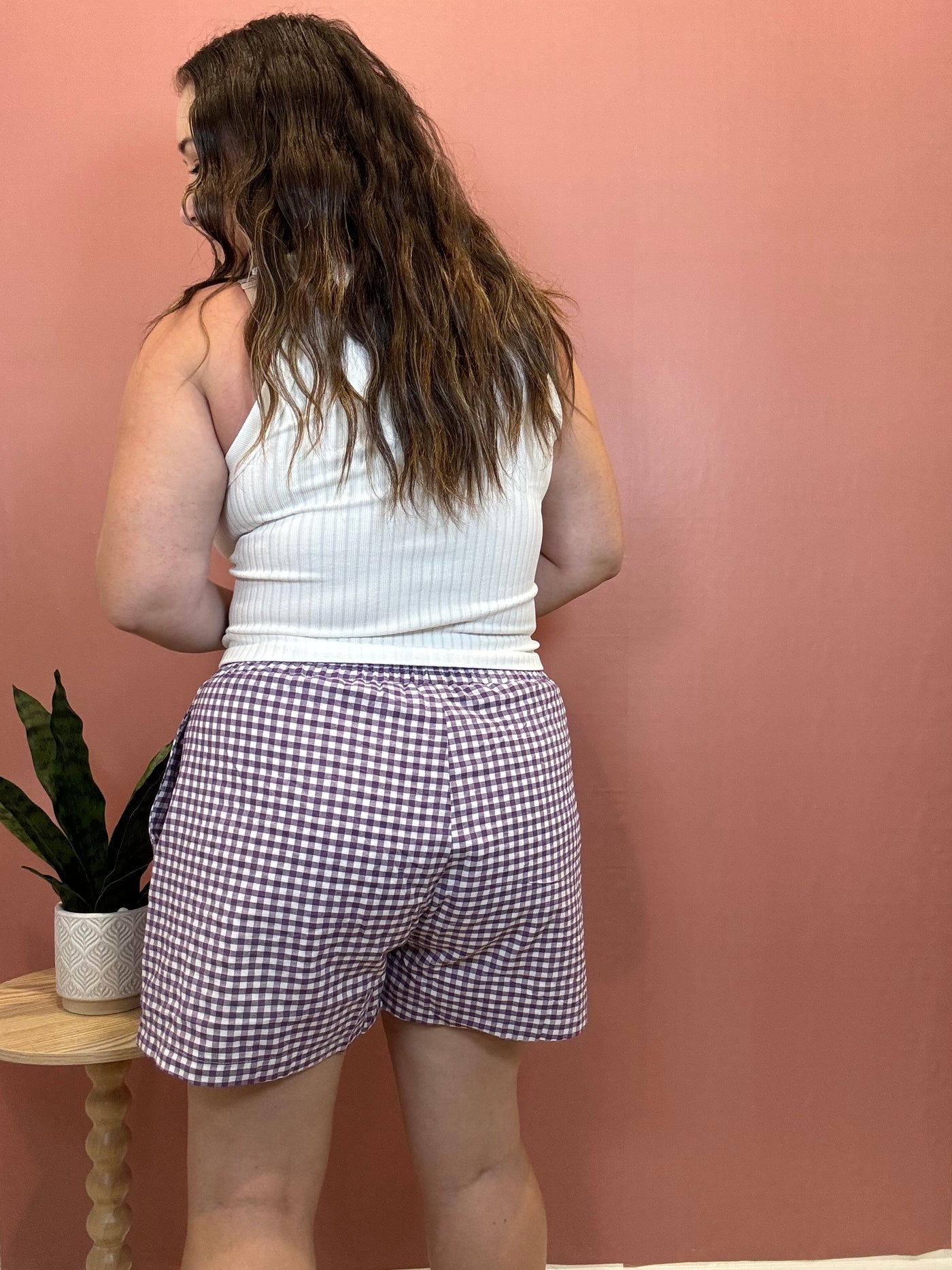 Gingham Check Woven Boxer Shorts | Purple