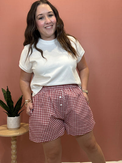 Gingham Check Woven Boxer Shorts | Red