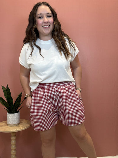 Gingham Check Woven Boxer Shorts | Red
