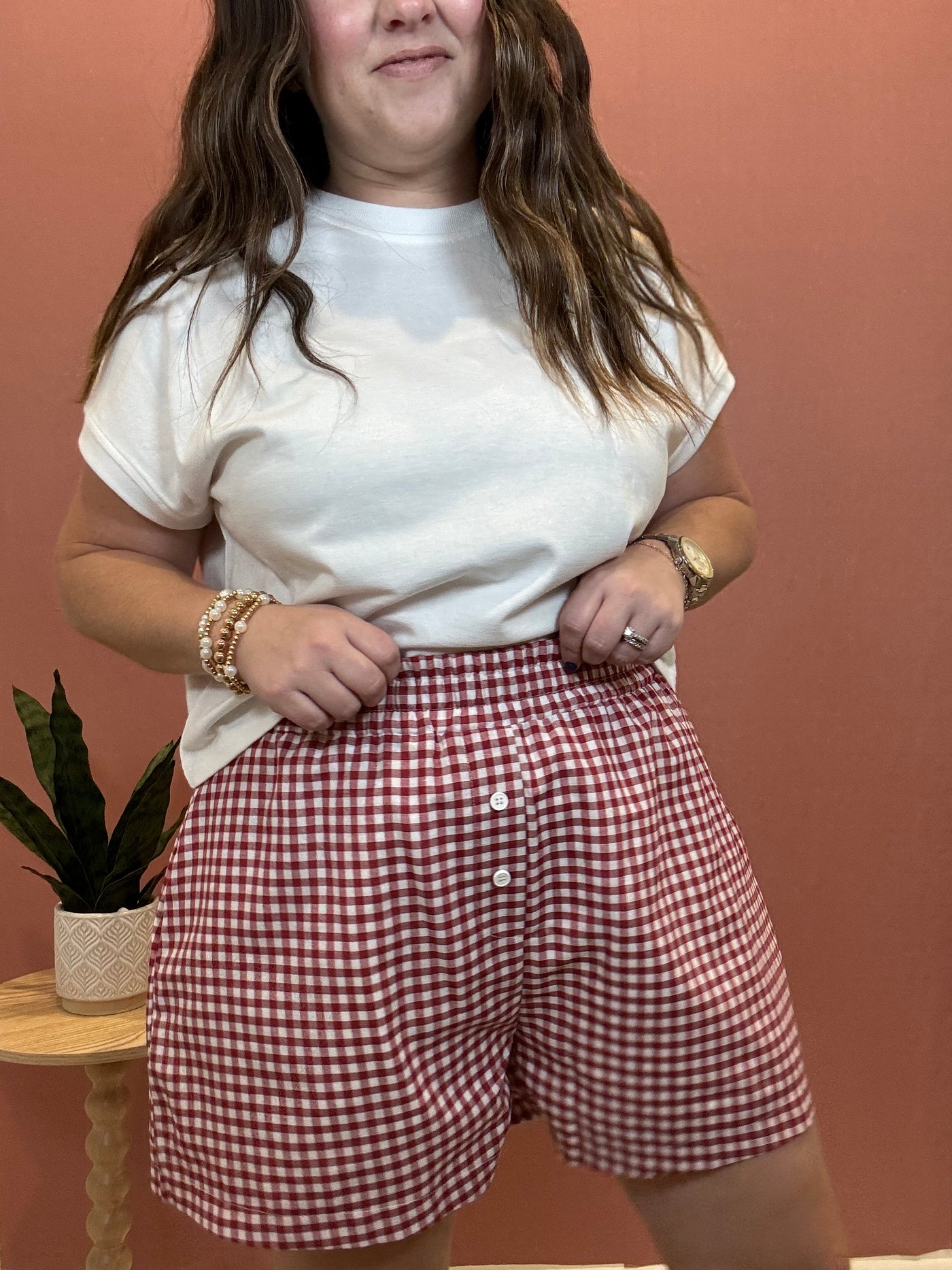 Gingham Check Woven Boxer Shorts | Red