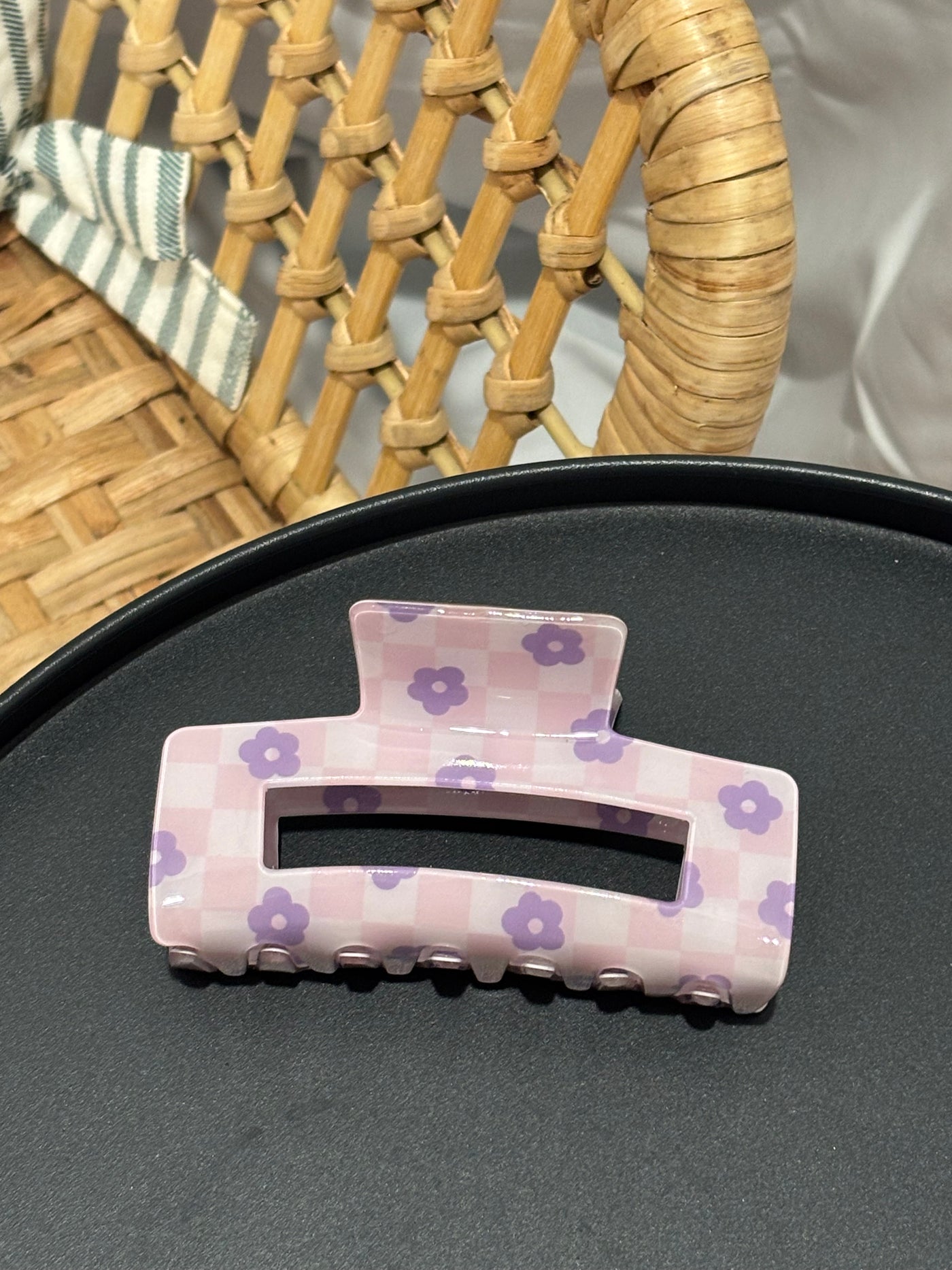 Daisy Checker Hair Claw Clip | Lavender