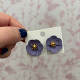 Matte Soft Flower Stud Earring | Purple