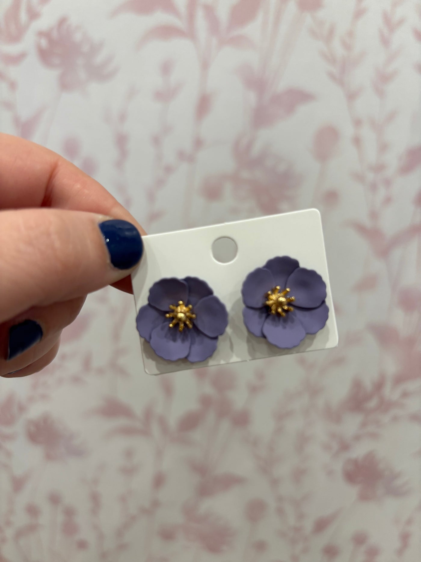 Matte Soft Flower Stud Earring | Purple