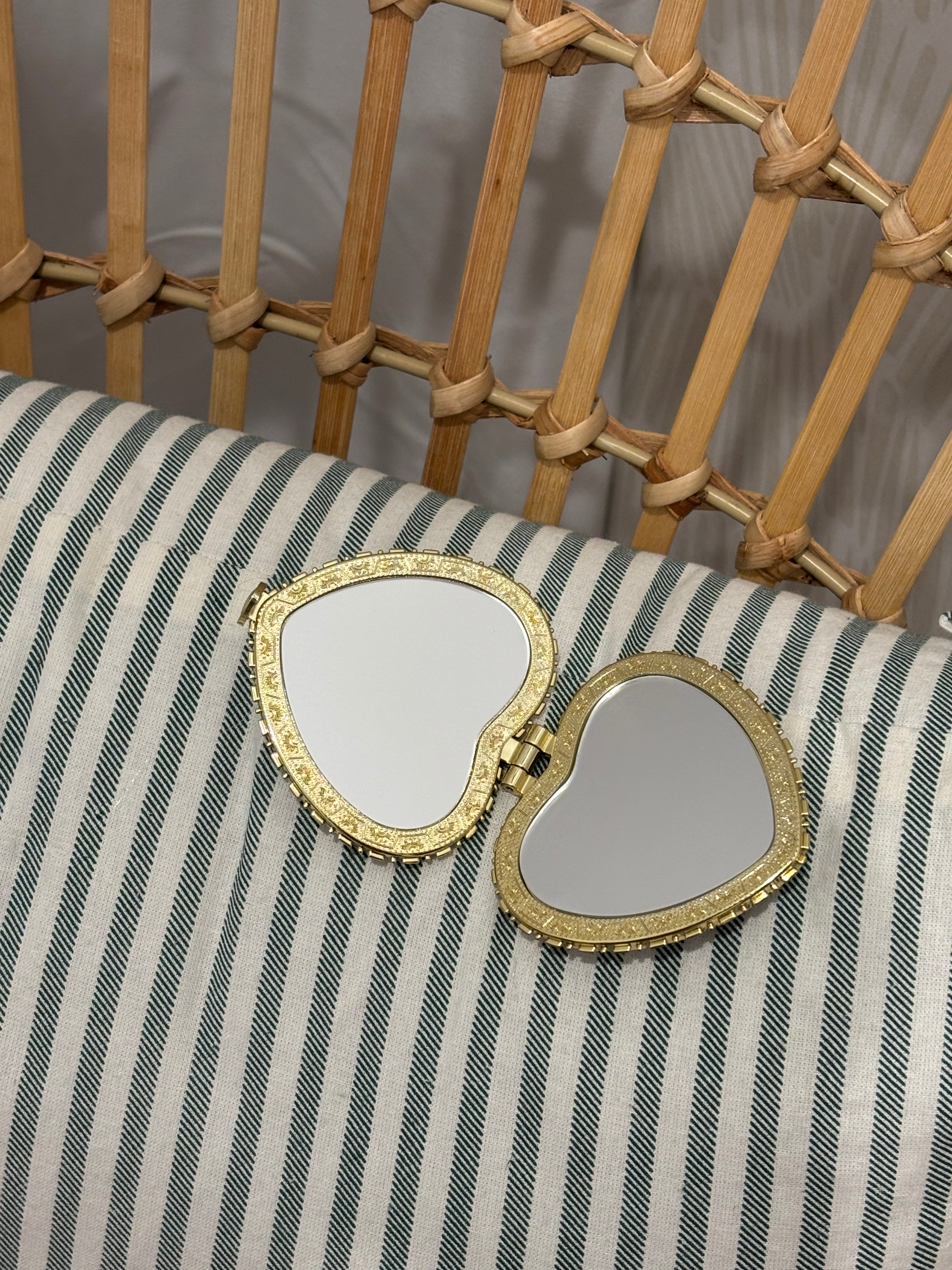 Compact Floral Mirror | White