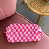 Gingham Cosmetic Bag | Hot Pink