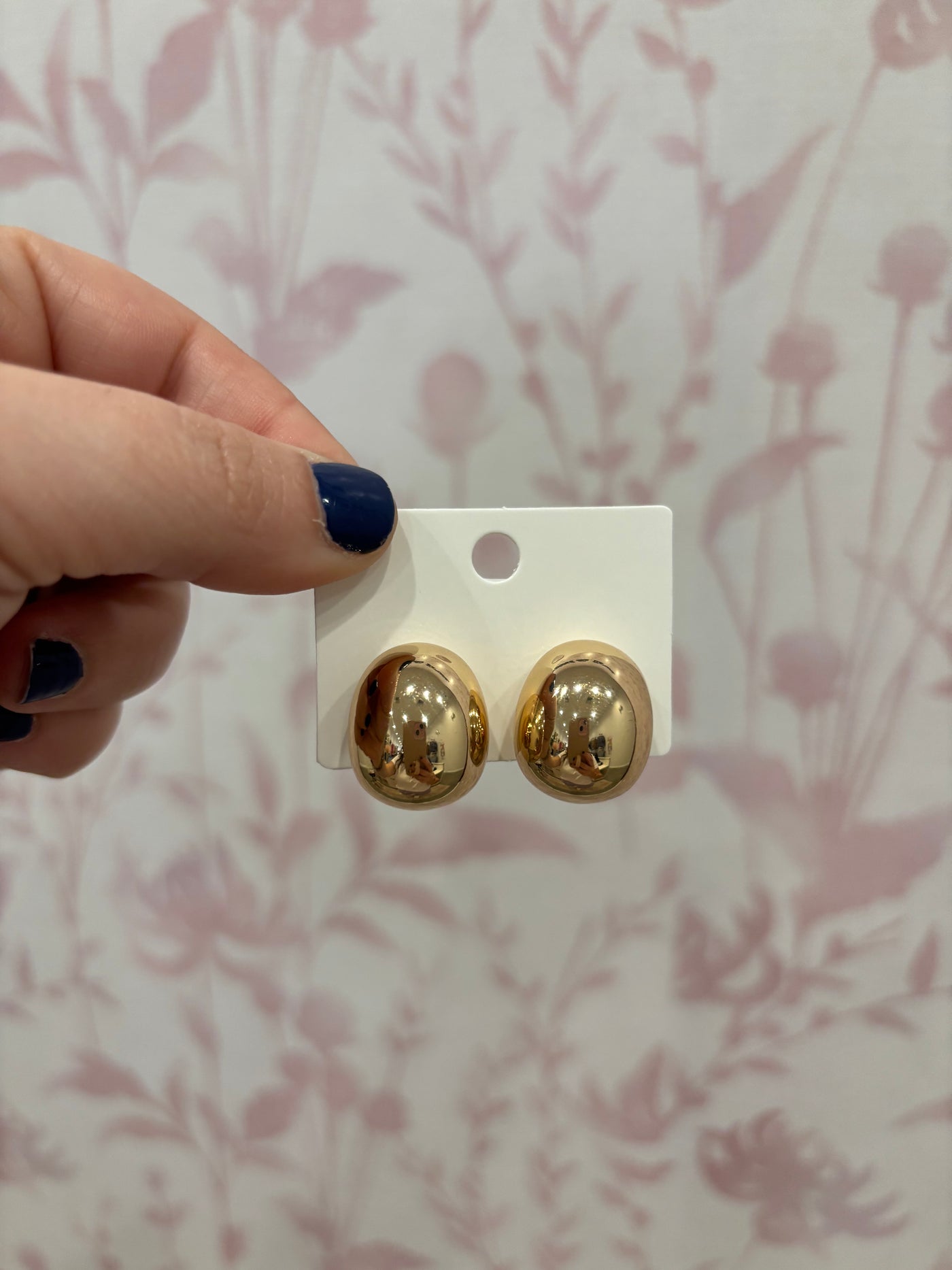 Oval Ball Shape Stud Earrings