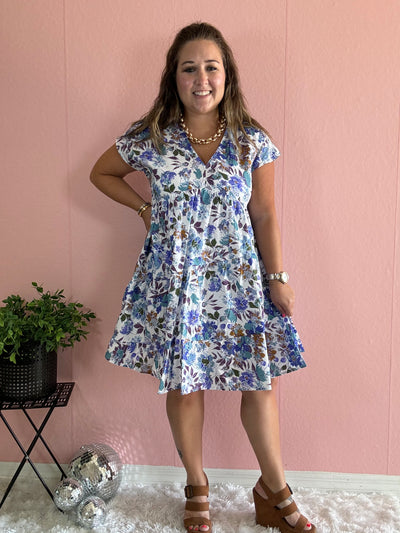 Floral mini dress for fall