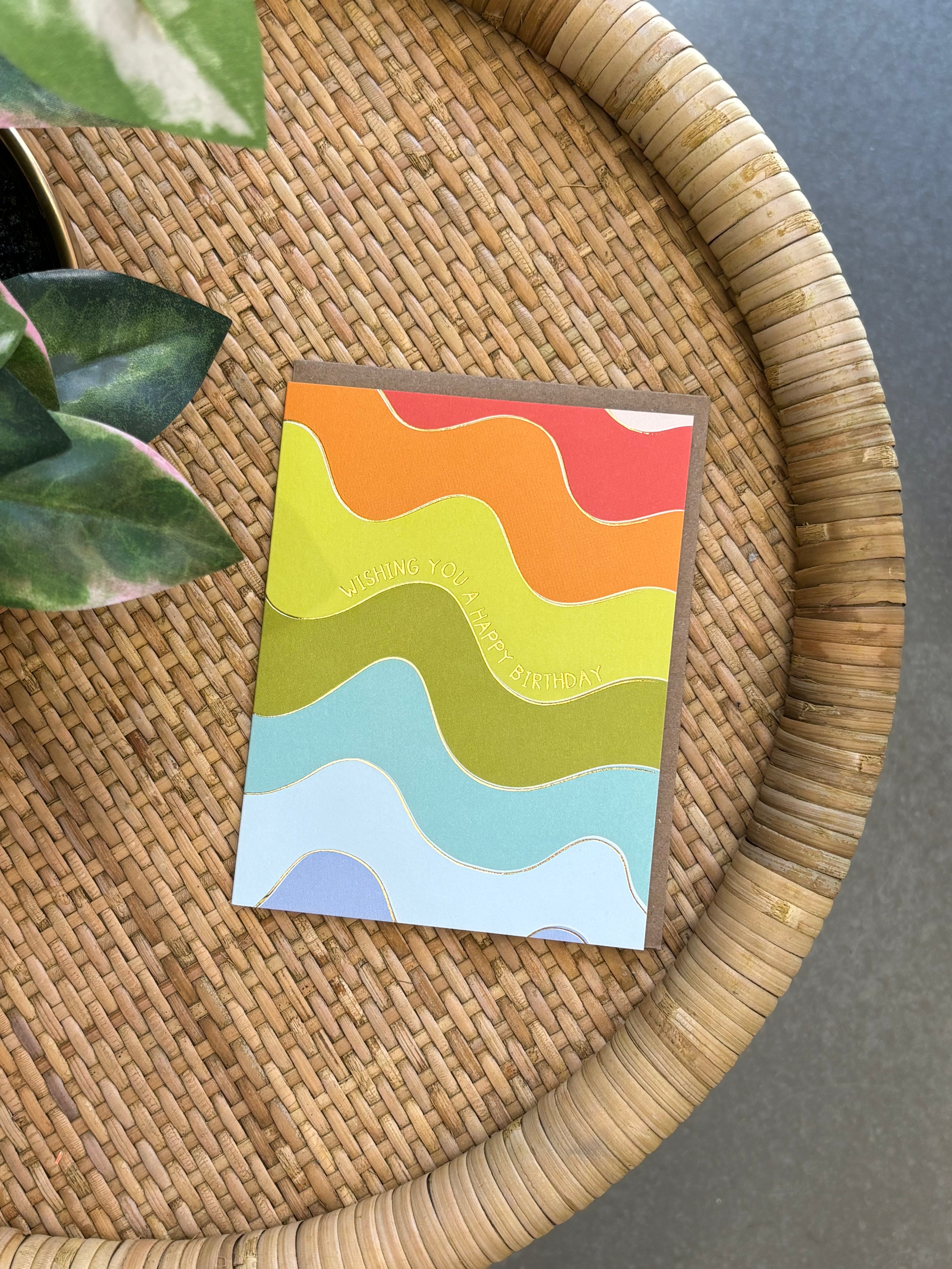 Wavy Happy Birthday Wishes Greeting Card