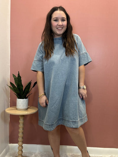 Loose Fit Washed Denim Dress