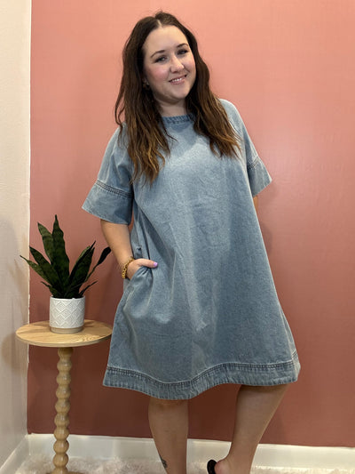 Loose Fit Washed Denim Dress