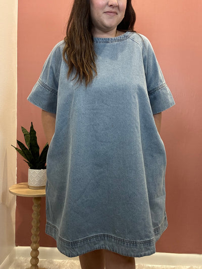 Loose Fit Washed Denim Dress