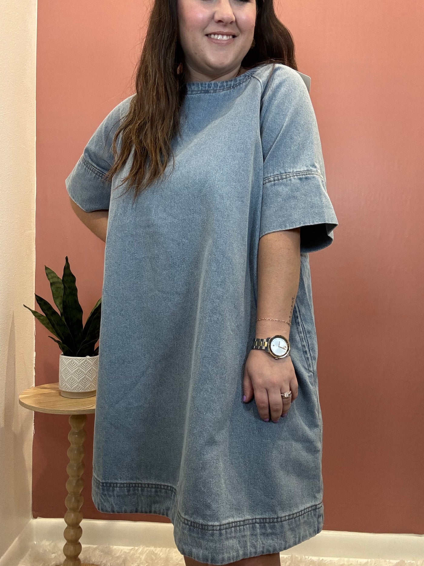 Loose Fit Washed Denim Dress
