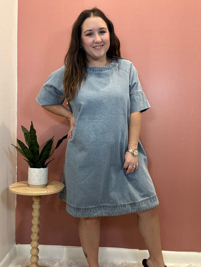 Loose Fit Washed Denim Dress