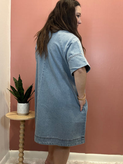 Loose Fit Washed Denim Dress