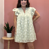 Sage Floral Woven Dress