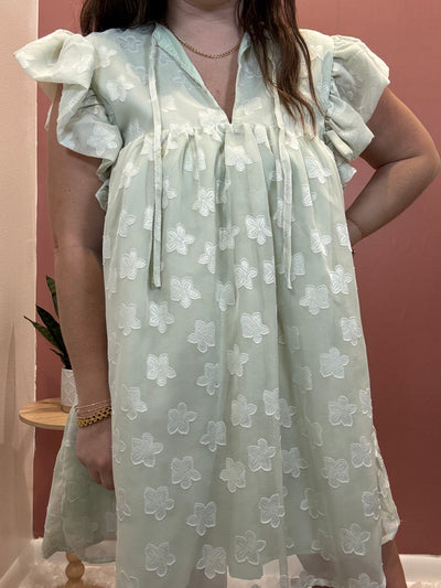 Sage Floral Woven Dress