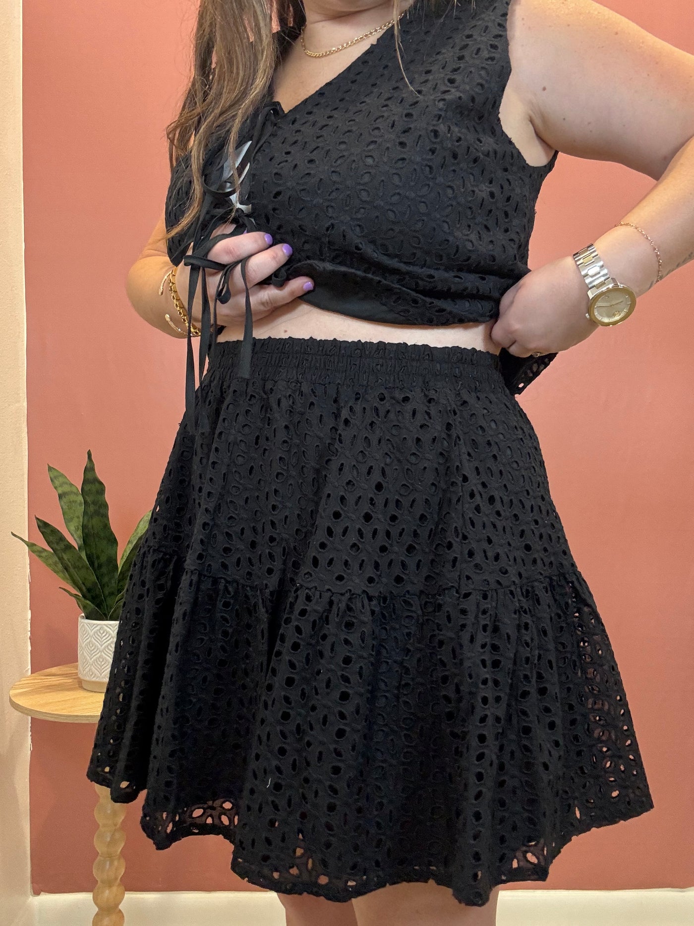 Floral Eyelet Lace Skirt