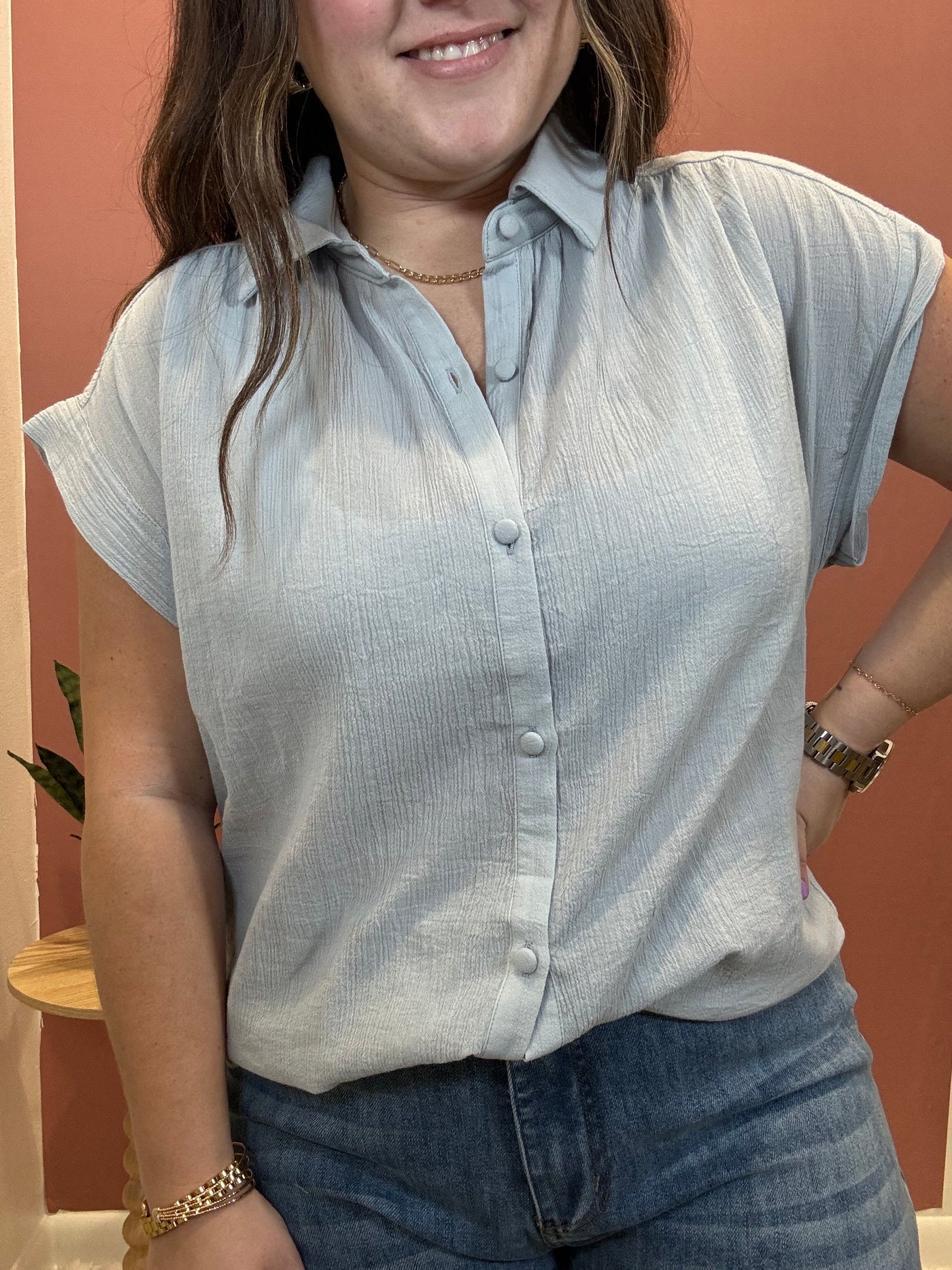 Dolman Button Up Shirt Top