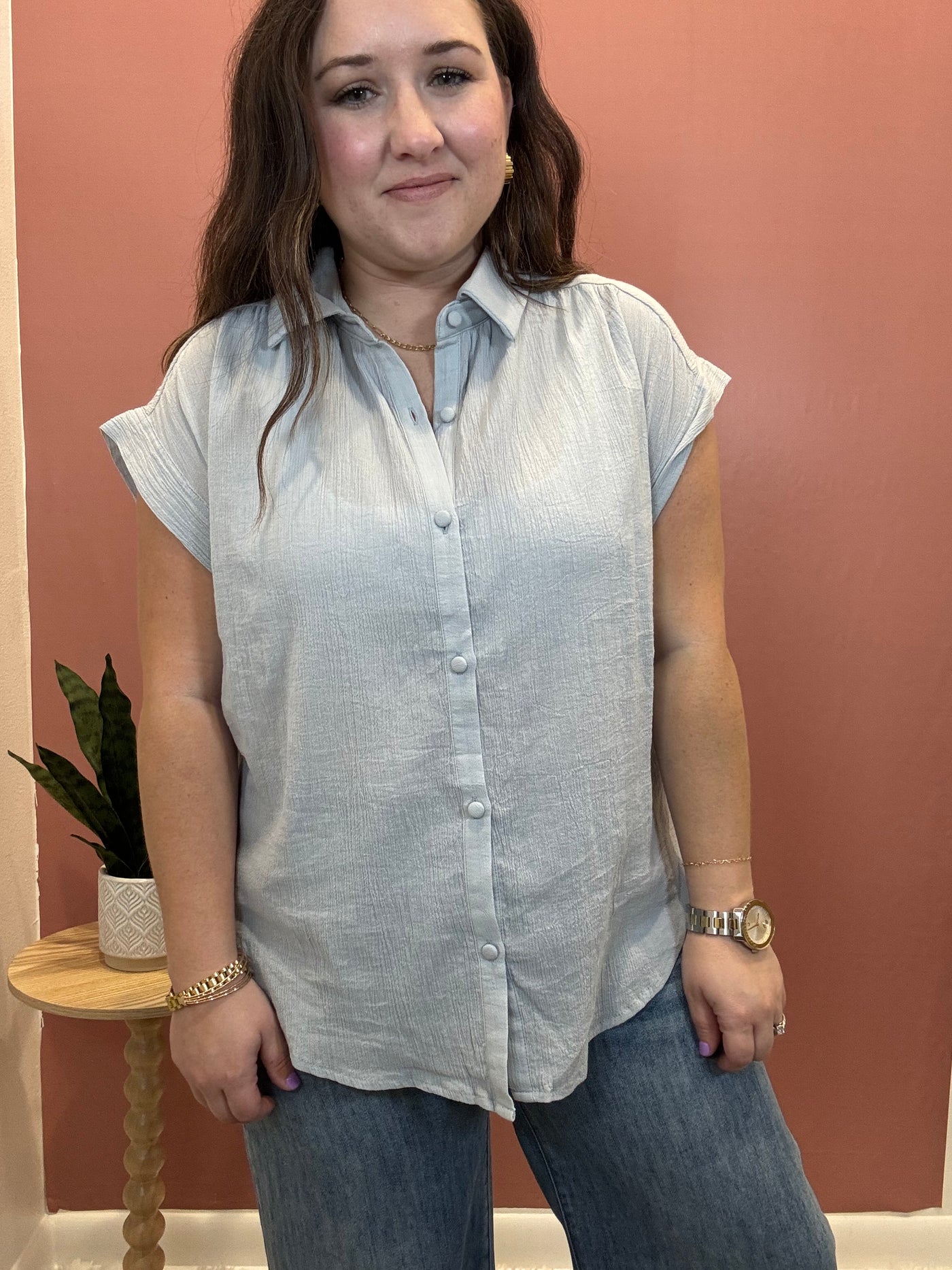Dolman Button Up Shirt Top