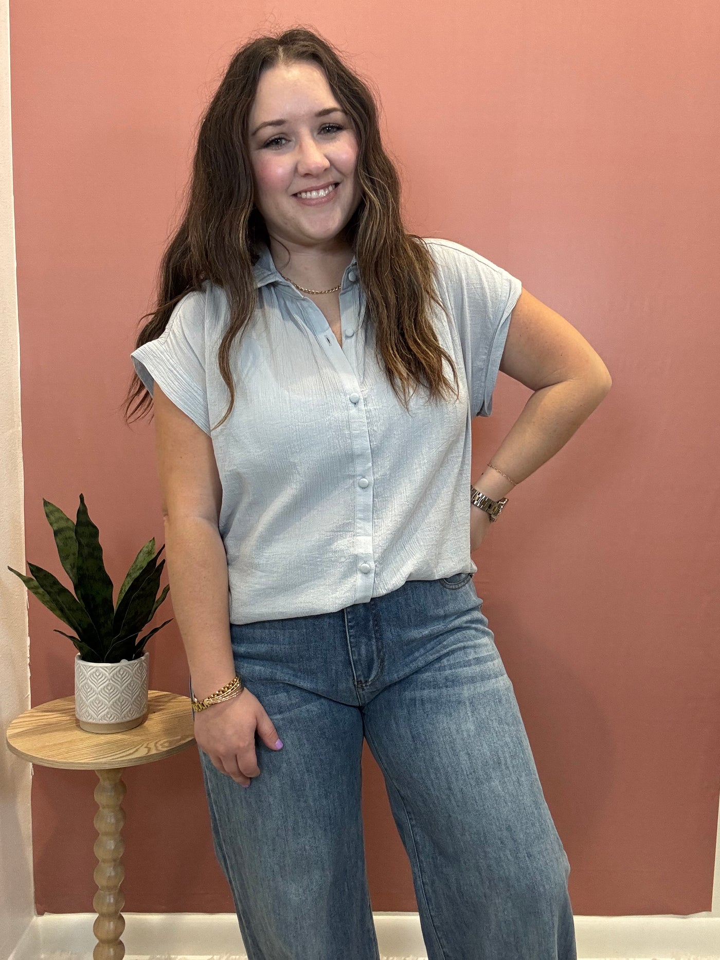 Dolman Button Up Shirt Top