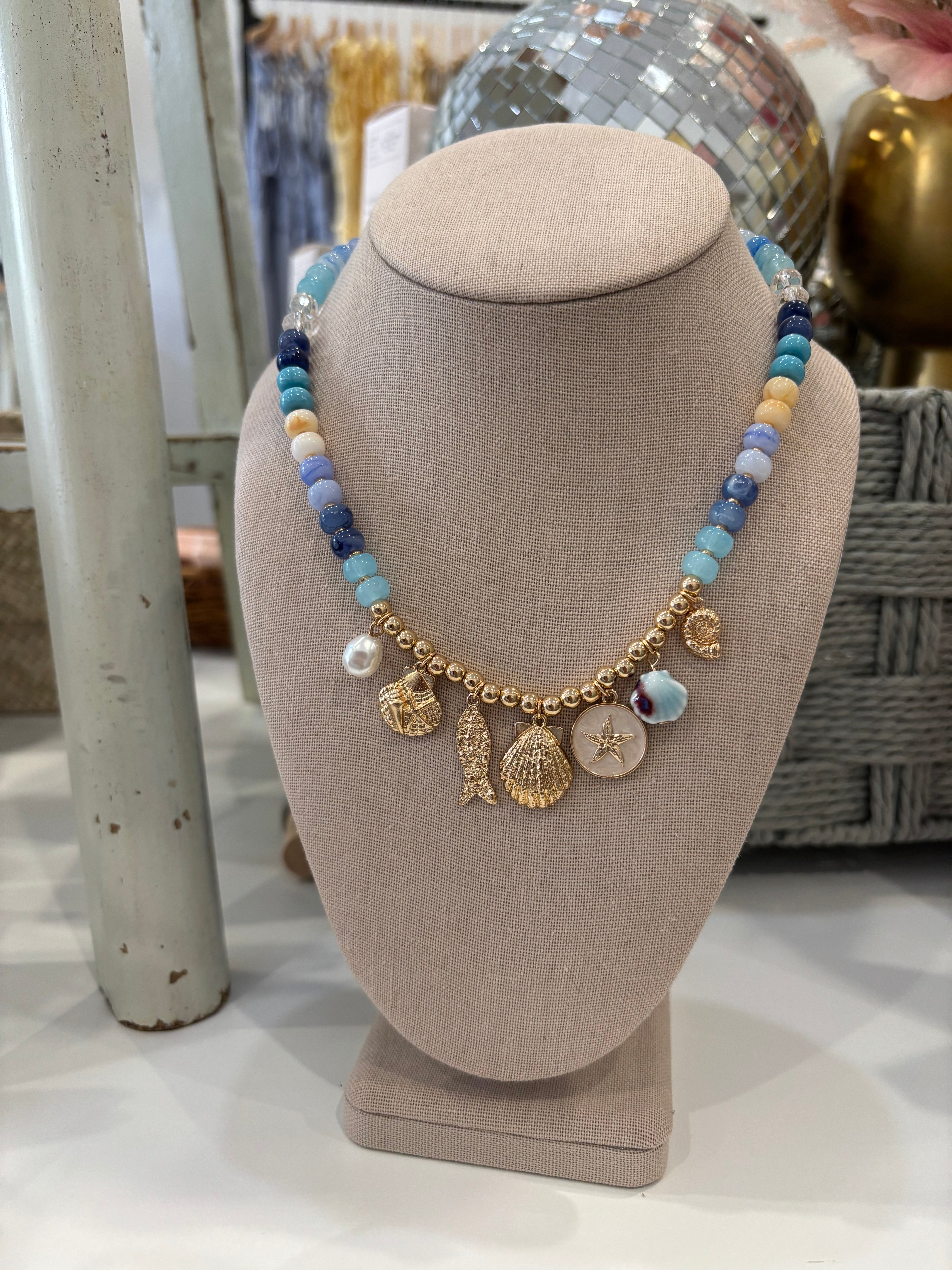 Nautical Beaded Sea Life Charm Necklace