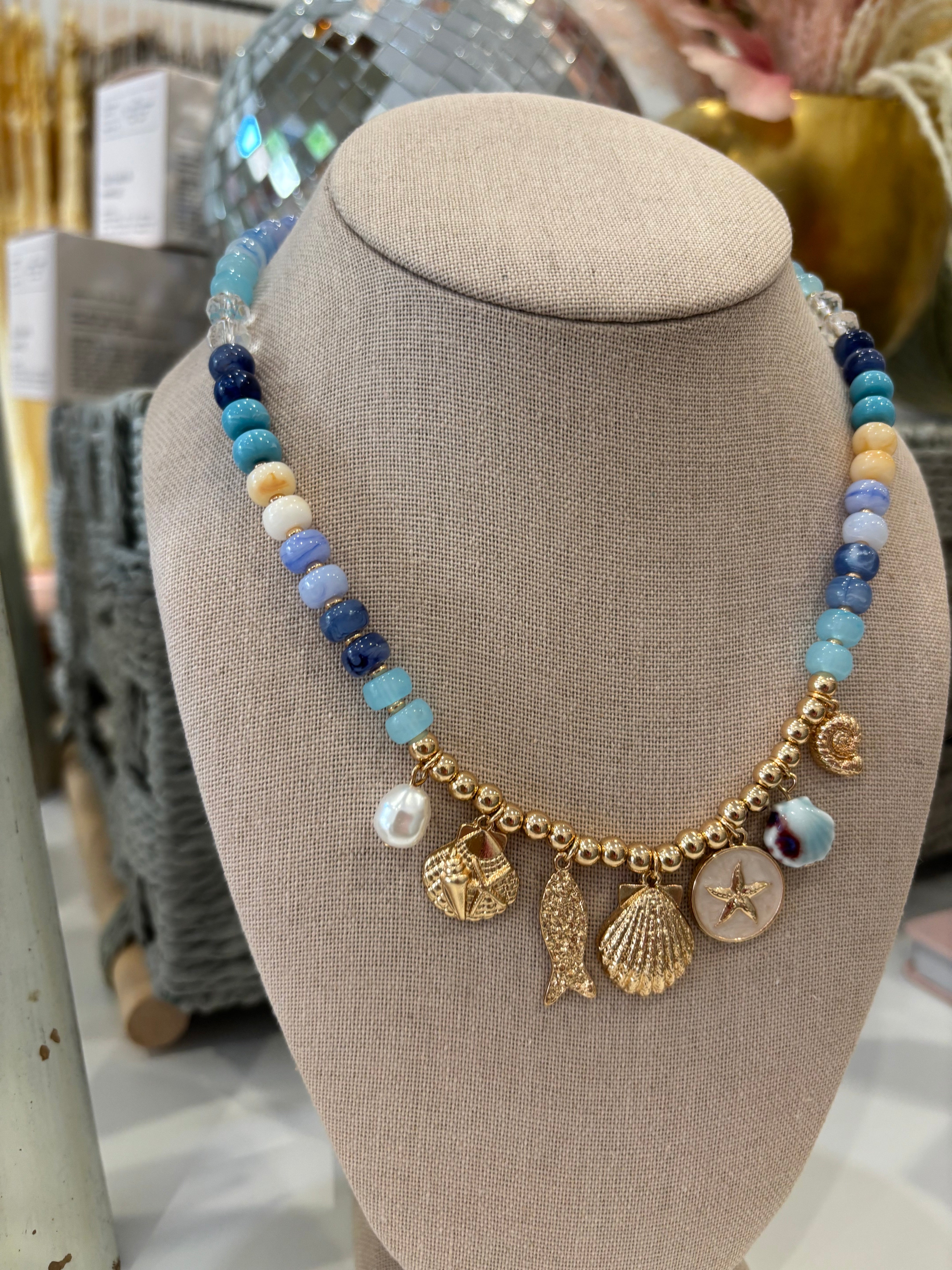 Nautical Beaded Sea Life Charm Necklace
