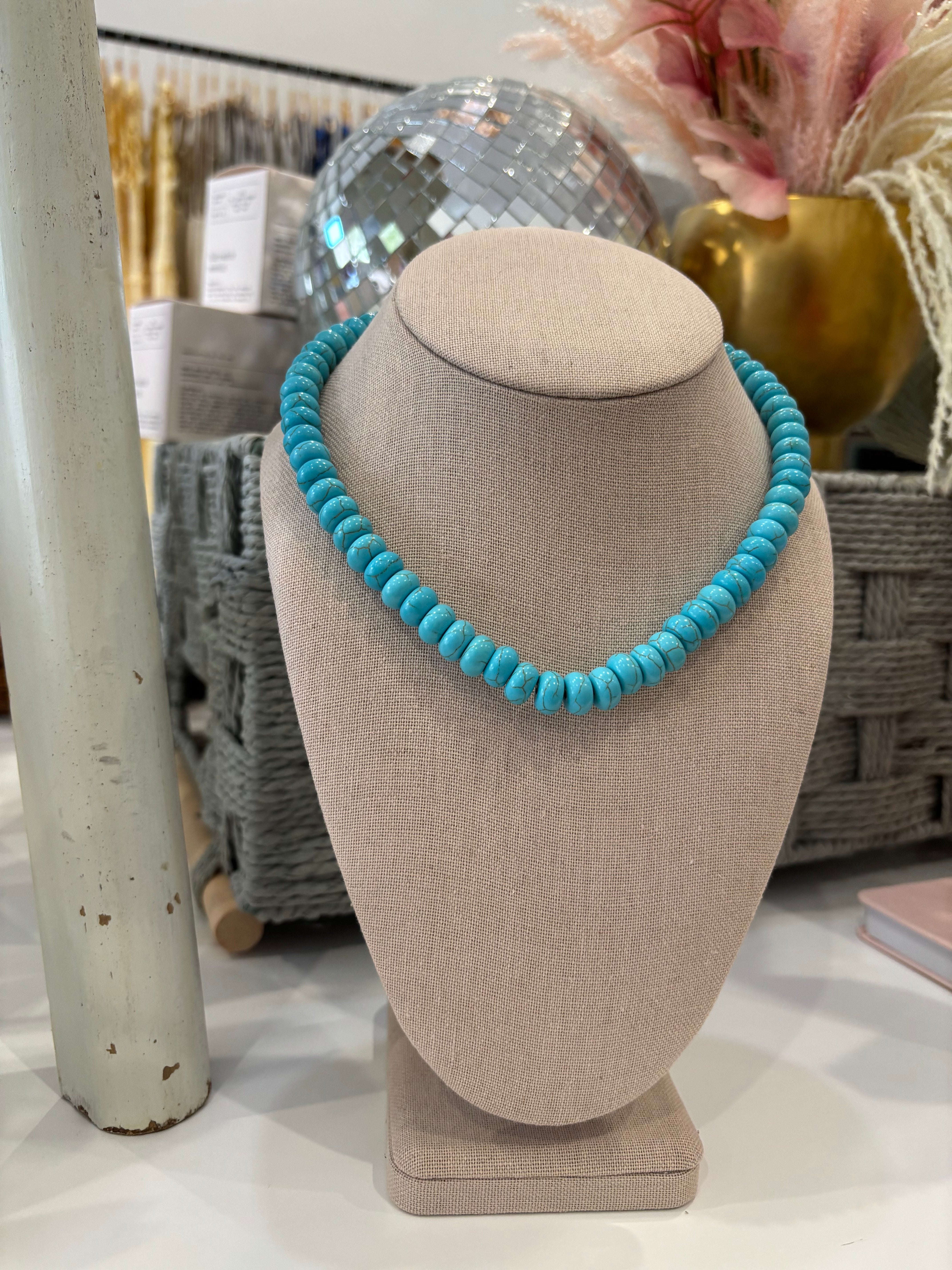 Natural Stone Beaded Necklace | Turquoise